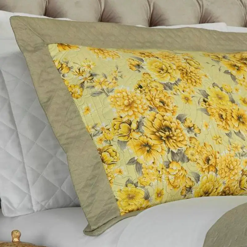 Cobre-leito Casal Bouti de Microfibra Ultrasonic Estampada + 2 Porta-travesseiros - Debora Amarelo - Dui Design Cobre-leito Casal Bouti de Microfibra Ultrasonic Estampada + 2 Porta-travesseiros - Debora Amarelo - Dui Design