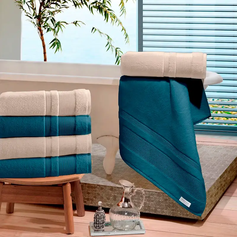 JOGO DE TOALHAS 5 PEÇAS ALGODÃO EGÍPCIO NOBRE ALIANCE BUETTNER