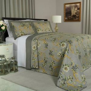 Cobre-leito Casal Bouti de Microfibra Ultrasonic Estampada + 2 Porta-travesseiros - Jolie Cinza - Dui Design