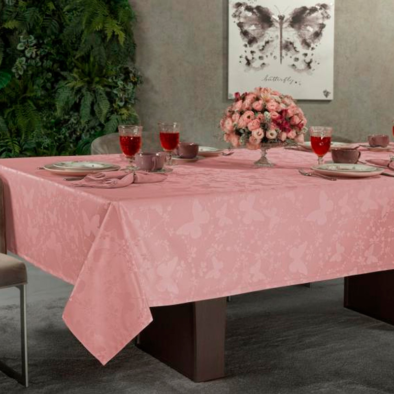 Toalha de Mesa Fácil de Limpar Quadrada 8 Lugares 220x220cm - Liberty Rosa Velho