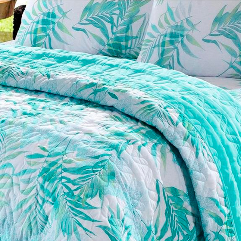 Enxoval Casal com Cobre-leito 7 peças 150 fios - Malibu Verde - Santista Enxoval Casal com Cobre-leito 7 peças 150 fios - Malibu Verde - Santista